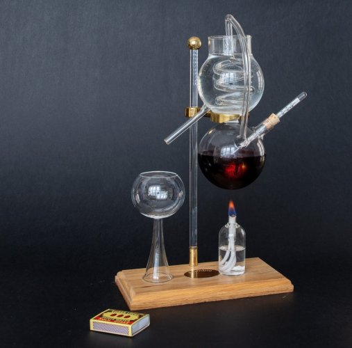 Destilační kolona, jednodílné zařízení, celoskleněný - funkční model