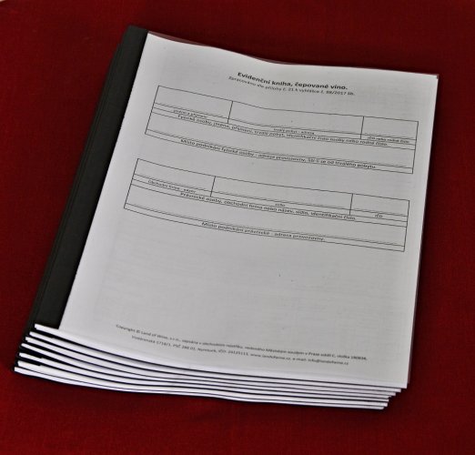 Evidenční kniha víno, čepovaná vína
