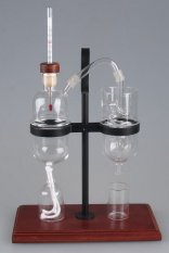 Destilační kolona, dvoudílné zařízení, kombinace sklo a kov - funkční model